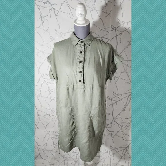 Nicole Miller | Dresses | Nicole Miller Sage Green 0 Linen Popover Shirt  Dress Womens S | Poshmark